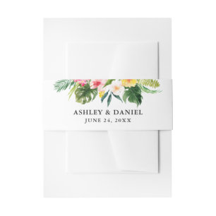 Wedding Watercolor Tropical Floral Invitation Belly Band