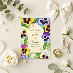 Wedding Watercolor Violas Border Save the Date