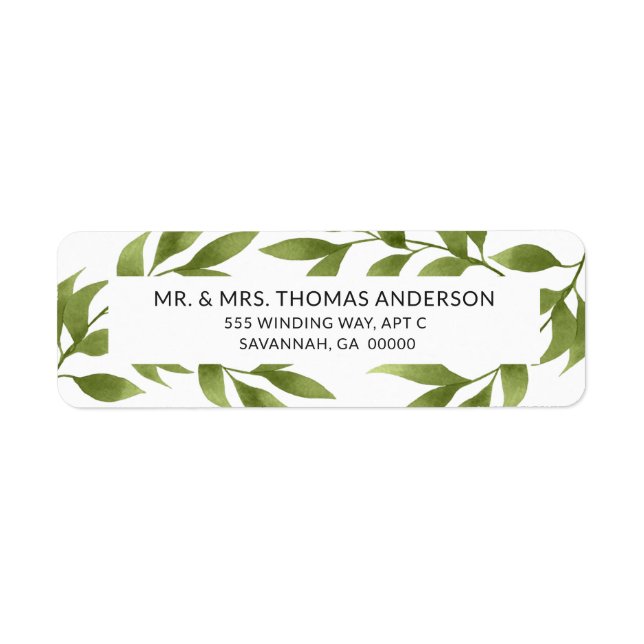 Wedding Watercolor Willows Botanical Greenery (Front)