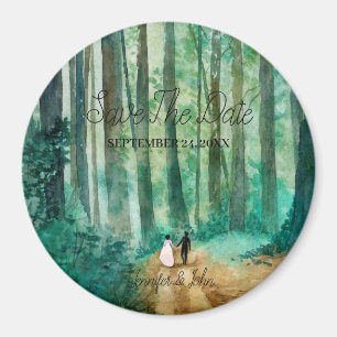 Wedding Watercolor woodland landscape Magnet