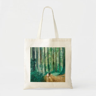 Wedding Watercolor woodland landscape Tote Bag