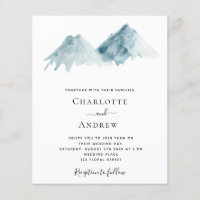 Wedding watercolored mountain landscape invitation