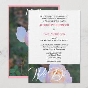Wedding We Do Monogram Pastel Pink Rose  Invitation