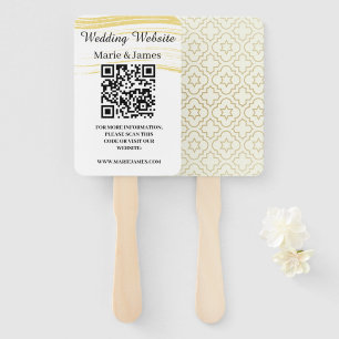 Wedding Website Add Name QR Code Minimalist Photo  Hand Fan