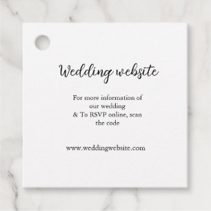 Wedding website add q r code couple name details favour tags