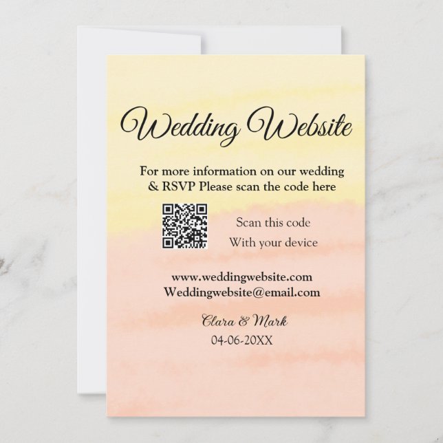 Wedding website add Q R code scan add name date ye Invitation (Front)