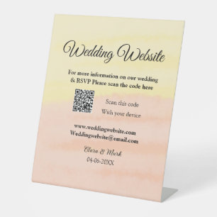 Wedding website add Q R code scan add name date ye Pedestal Sign