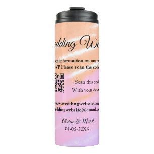 Wedding website add Q R code scan add name date ye Thermal Tumbler