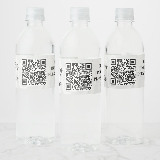 Wedding Website Add Site Name QR Code Minimalist W Water Bottle Label (Bottles)
