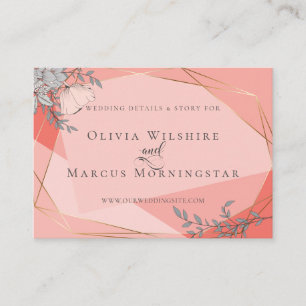Wedding Website Card    Coral Floral Gold Frame