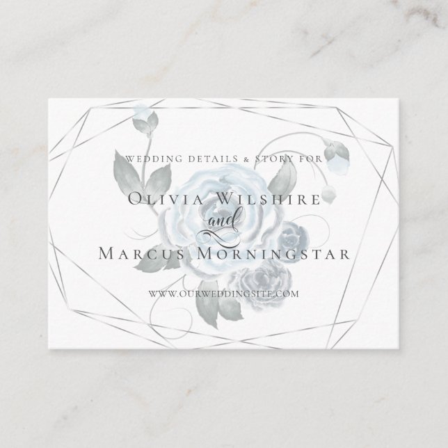 Wedding Website Card |  Dusty Blue Floral (Front)