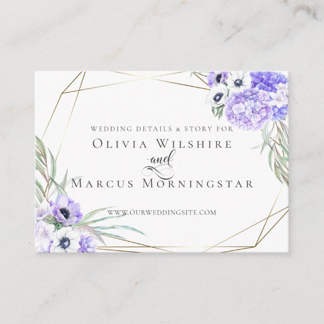 Wedding Website Card | Violet Anemone Floral (Front)