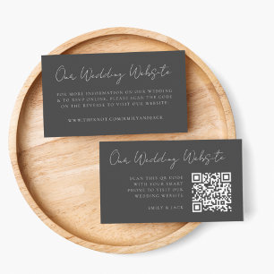Wedding Website   Charcoal Grey RSVP QR Code Enclosure Card