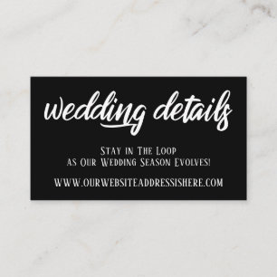 Wedding Website Details in Elegant Script, Black Enclosure Card