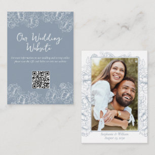 Wedding Website Dusty Blue Boho Botanical Enclosur Enclosure Card