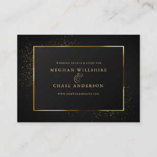 WEDDING WEBSITE   Elegant Black and Gold Glitter Business Card