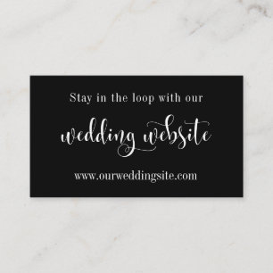 Wedding Website, Elegant Modern Script on Black Enclosure Card