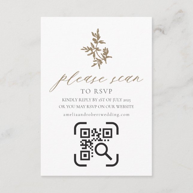 Wedding Website Enclosure Card QR Code RSVP Olives (Front)
