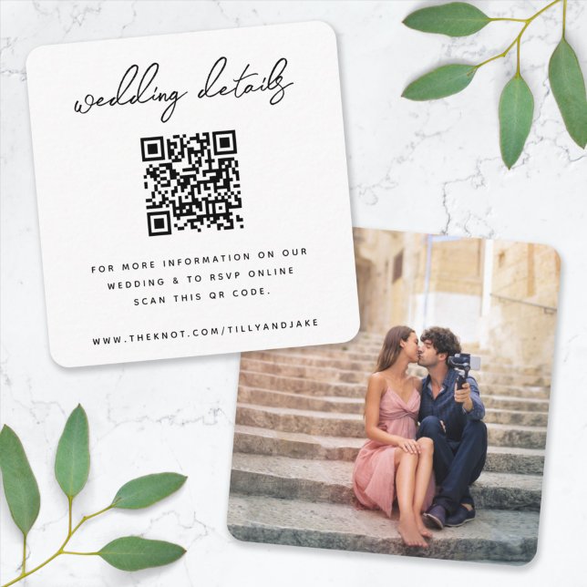 Wedding Website Enclosure Card | QR Online RSVP (Direct guests seamlessly to your wedding website using this elegant QR code photo enclosure card)