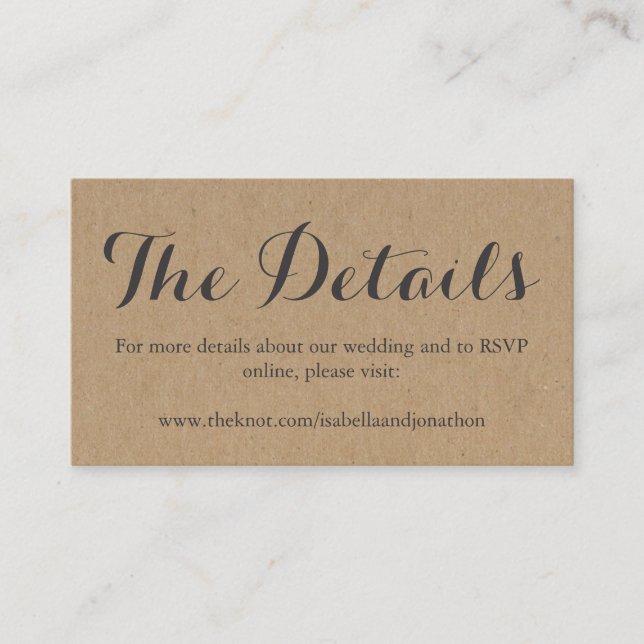 Wedding Website Enclosure Card | Rustic Kraft (Front)