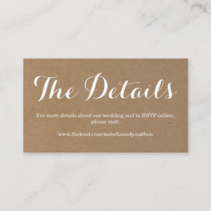 Wedding Website Enclosure Card Rustic Kraft