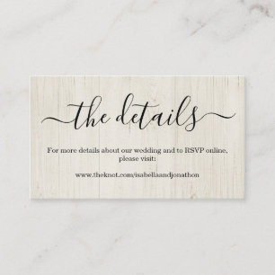 Wedding Website Enclosure Card - Rustic Wood