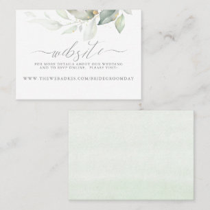Wedding Website Gold Greenery Business Card
