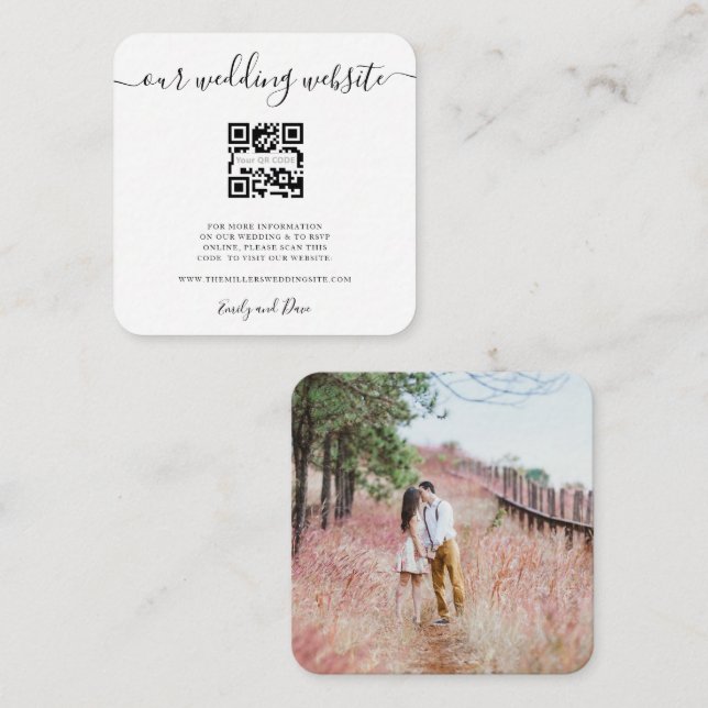 Wedding Website Insert Card QR CODE photo on back (Front/Back)