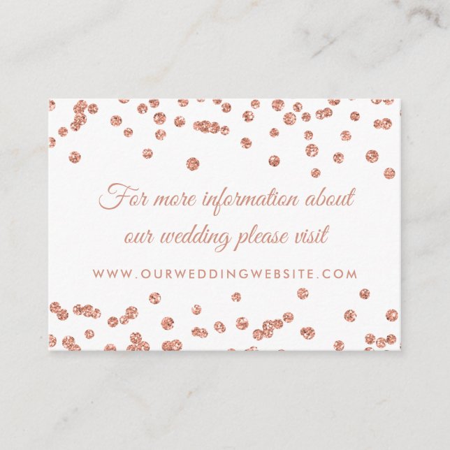 Wedding Website Insert Rose Gold Glitter Confetti (Front)
