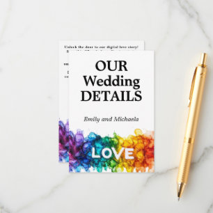 🌈  Wedding Website LGBTQ Painted With Love Enclosure Card