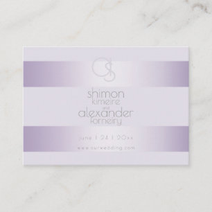Wedding Website    Lilac Shimmer Stripes Monogram Business Card