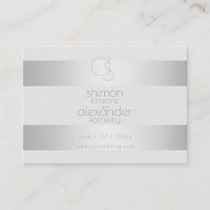 Wedding Website Luminous Silver Stripes Business Card