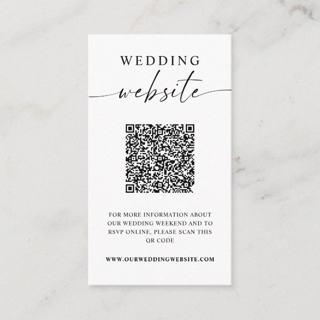 Wedding Website Minimalist QR Code Photo  Enclosure Card (Front)