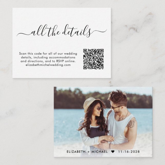 Wedding Website Photo QR Code Enclosure Card (Front/Back)