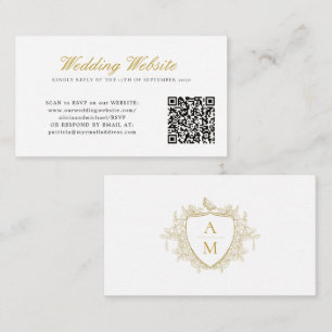 Wedding website QR code crest monogram wedding Enclosure Card