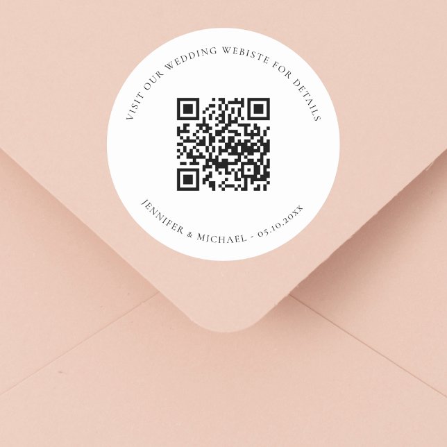 Wedding website QR code details information rsvp Classic Round Sticker (Creator Uploaded)