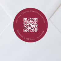 Wedding website QR code details rsvp burgundy