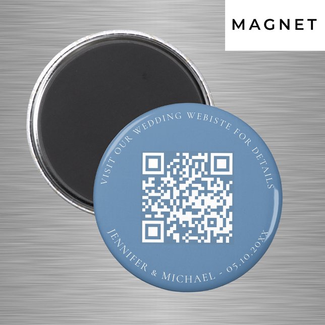 Wedding website QR code details rsvp dusty blue Magnet (Creator Uploaded)