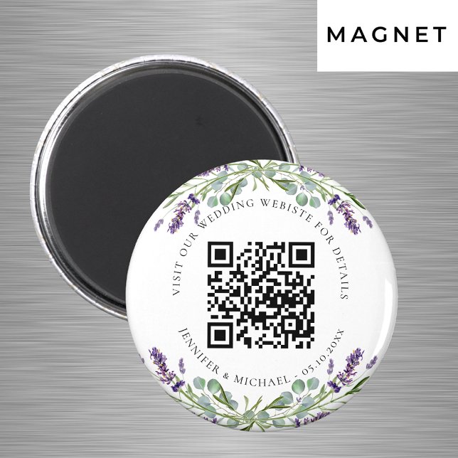 Wedding website QR code details rsvp lavender Magnet (Creator Uploaded)