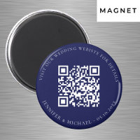 Wedding website QR code details rsvp navy blue