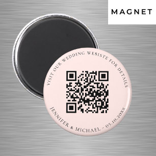 Wedding website QR code details rsvp rose gold Magnet