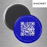 Wedding website QR code details rsvp royal blue Magnet<br><div class="desc">Add your url for your wedding website.  For information,  details,  online rsvp.  A royal blue background,  white text.</div>