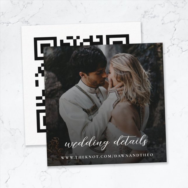 Wedding Website | QR Code Elegant Photo RSVP Enclosure Card (Creator Uploaded)