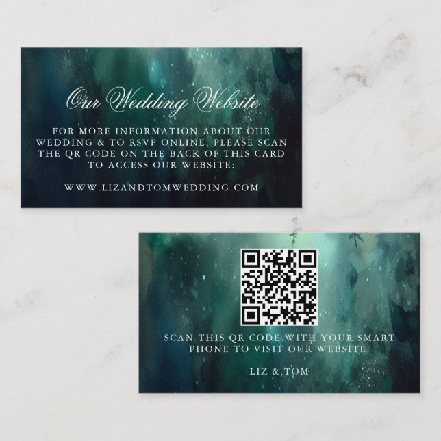 Wedding Website QR Code Enchanted Forest Wedding Enclosure Card (Front/Back)
