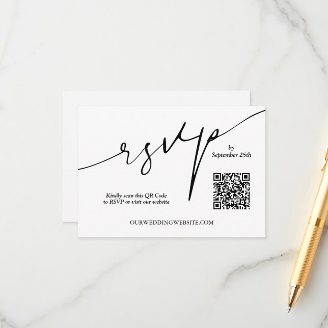 Wedding Website QR Code Enclosure Card (Front/Back In Situ)