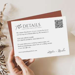 Wedding Website QR Code Information Details Enclosure Card