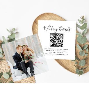 Wedding Website QR Code Minimal Photo RSVP Enclosure Card