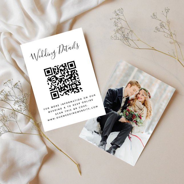 Wedding Website | QR Code  Minimal Photo RSVP  Enclosure Card (Creator Uploaded)