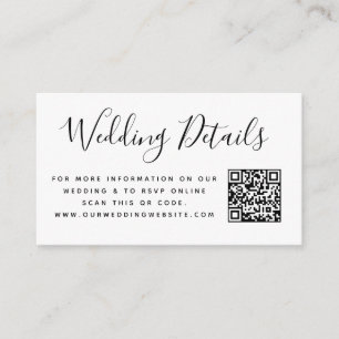Wedding Website   QR Code  Minimal  RSVP Simple Enclosure Card