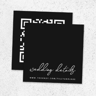 Wedding Website   QR Code Minimalist Black RSVP Enclosure Card